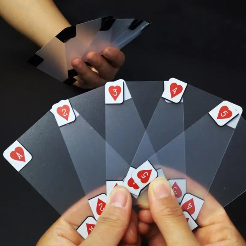 Пластиковые игральные карты, креативные прозрачные Кристальные водонепроницаемые карты для покера из ПВХ, наборы, семейная забавная игра, волшебные трюки, инструмент 5,7*8,8 см