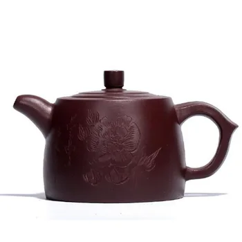 

280ml Purple Clay Peony Jinglan Pot Teapot Handmade Crafts Teaware Kung Fu Kettle Drinkware Kitchen Office Living Room Tea Pot
