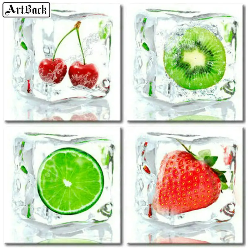 

Square/round Fruit Ice Cubes 5d Diamond Painting Strawberry Cherry 5d Diamond Mosaic Art Diamond Embroidery Crafts Sticker