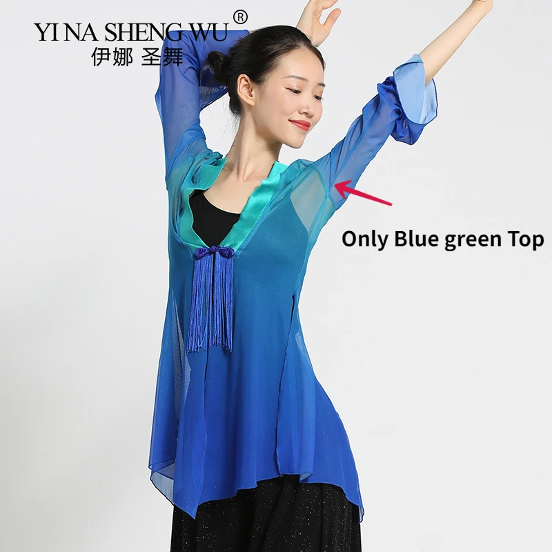 Robe de danse classique chinoise pour femme, cardigan transparent, jupe  longue en gaze, jupe-pantalon dégradée en Y, costume de performance imbibé  - AliExpress