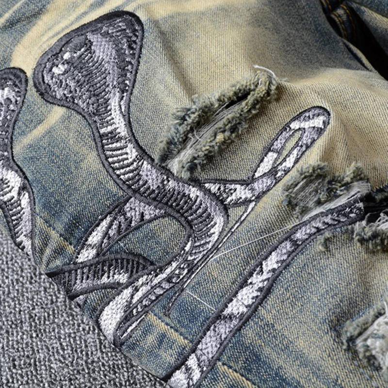 Sokotoo Men's snake embroidered retro 