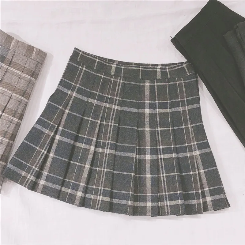 Harajuku Японская мягкая женская тонкая плиссированная юбка женская новая Студенческая шерстяная клетчатая юбка Мори для девушки