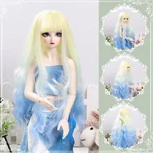 BJD doll wigs high temperature silk gradient Limes color hair wigs for 1/3 1/4 1/6 BJD SD MSD YOSD doll size doll accessories