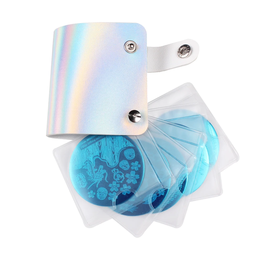 26 слотов лазерной серебряной штамповки пластины чехол для дизайна ногтей тарелка-Органайзер держатель сумка JT204