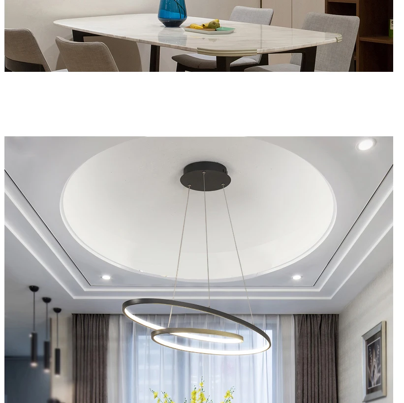 LICAN, современные светодиодные подвесные светильники для гостиной, столовой, матовые, черные/белые, 90-260 В, подвесной, с блеском, светодиодная Подвесная лампа