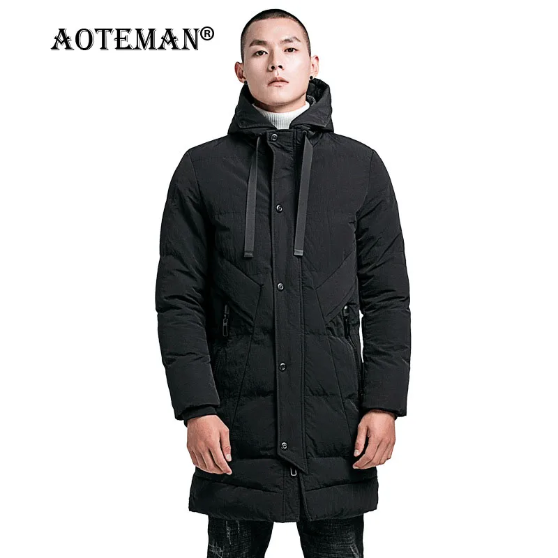 

Men Business Jackets Winter Warm Parkas Overalls Hooded Coats Windbreaker Solid Outwears Thick Men Clothing Long Jacket LM133