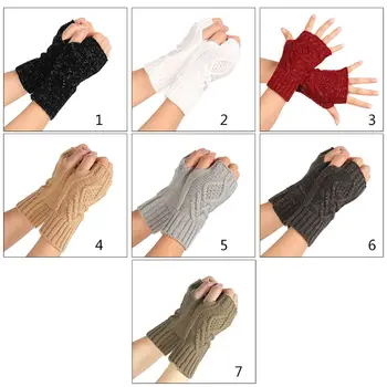 

Female Winter Half Finger Computer Gloves Women Wild Knit Touch Screen Glove