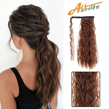 

ALLAOSIFY Pure Color & Piano Color Drawstring Ponytail Synthetic Hair Piece Hair Extensions Wavy/Curly /Straight