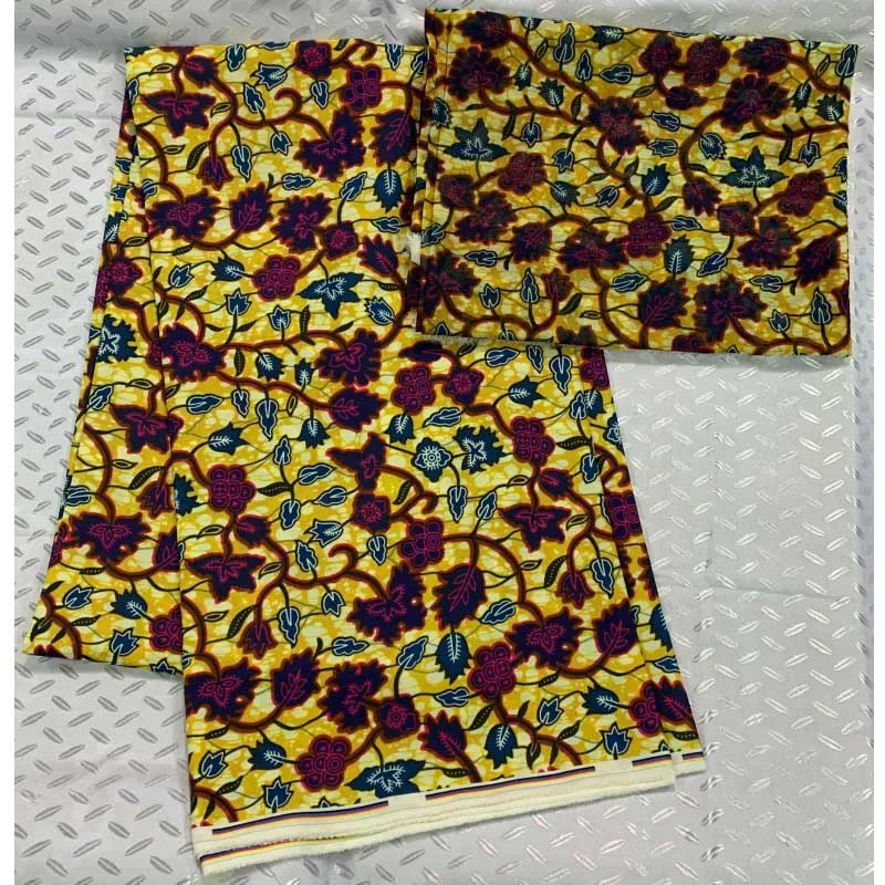 Имитация африканская шелковая атласная ткань воск шифон печать Анкара снег спиннинг дышащий 4 ярдов+ 2 ярдов Африканский шифон воск