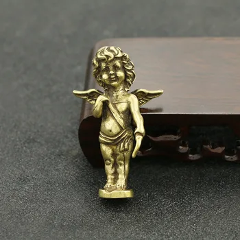 

Retro Copper Cupid Statue Mini Brass Home Desk Decorations Solid Bronze Love God Mininature Ornaments Couple Anniversary Gifts