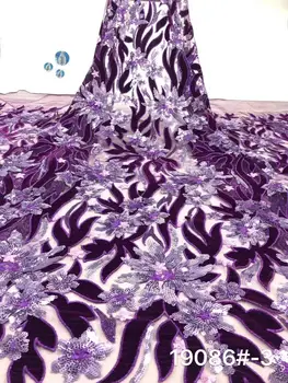 

African Lace Fabric 2019 High Quality Lace Embroidery African Velvet Lace Fabric Sequins Fabric For Nigerian Wedding