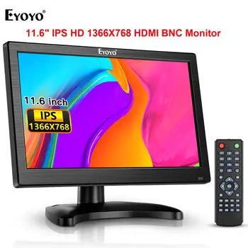 

Eyoyo 12" IPS 1366x768 HD Monitor CCTV Display VESA LCD Screen with USB HDMI VGA AV BNC Audio Remote Control for Security Camera