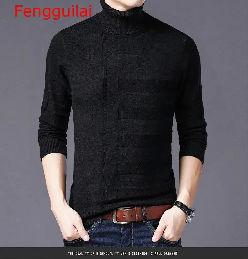Fengguilai мужские свитера зима толстый теплый мужской Рождественский свитер Slim Fit Водолазка пуловер мужской кашемир Pull Homme