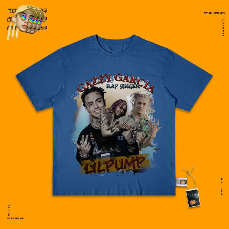 royalblue Hip-hop Rap Singer Lilpump Rapper Hiphop Hip-hop Basics Short Sleeve Rock Wind Neutral A T-shirt - Цвет: royalblue