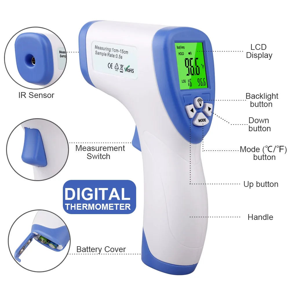 

Adult /Baby Digital LCD Backlight Non-Contact Thermometer Infrared Forehead Thermometer Temperature Measurement Tool