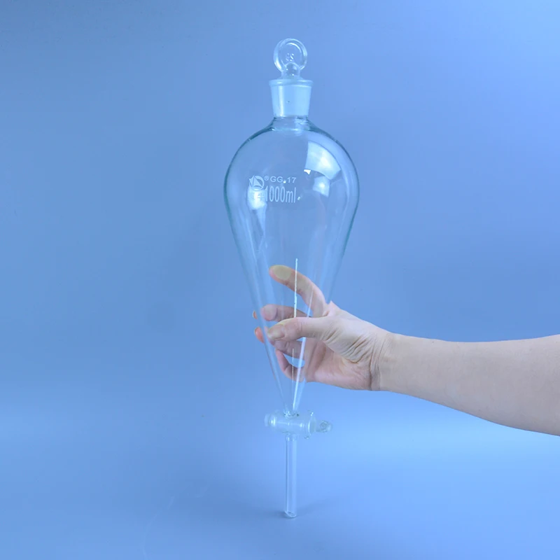 1000ml pear shape separatory funnel glass pear-shaped funnel Separatory Funnel squib pear shape with ground-in glass stopper
