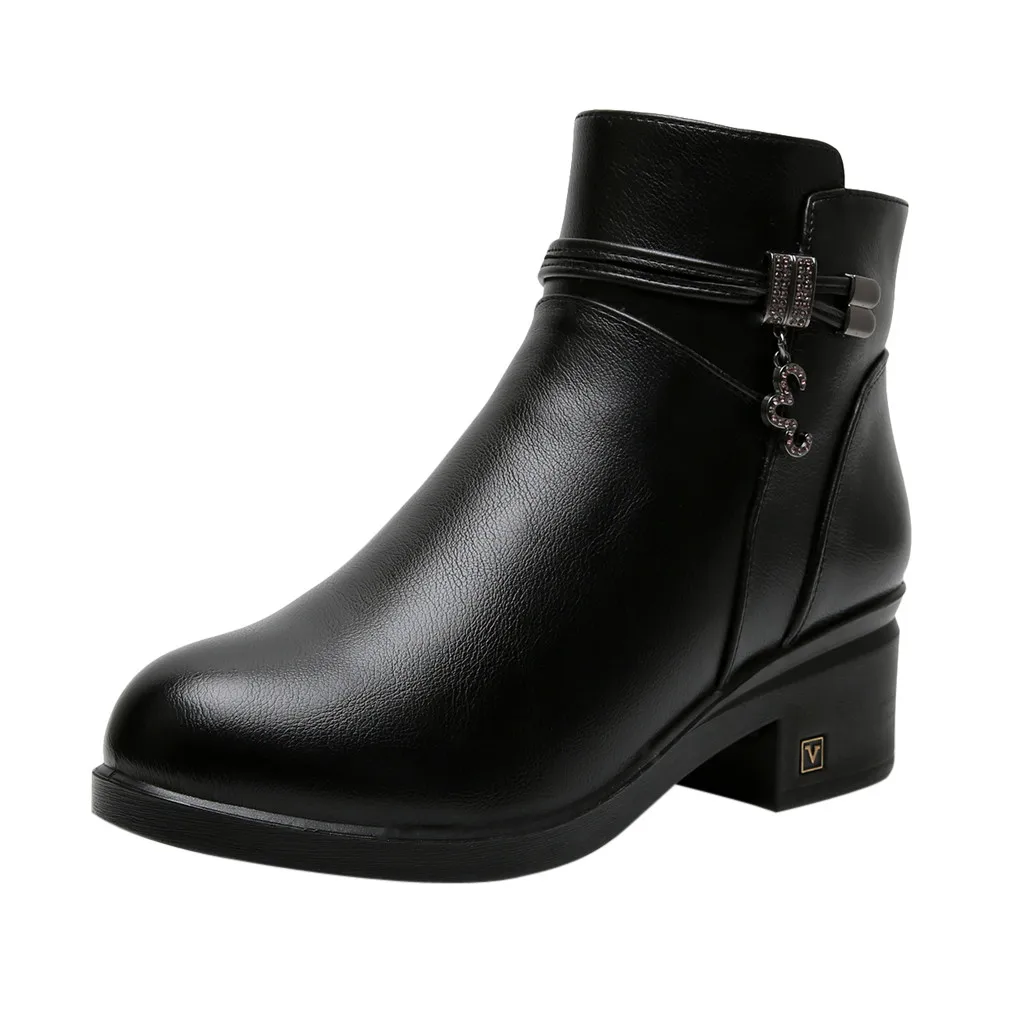 SAGACE/женские зимние ботинки Теплая обувь Женские бархатные кожаные Ботильоны