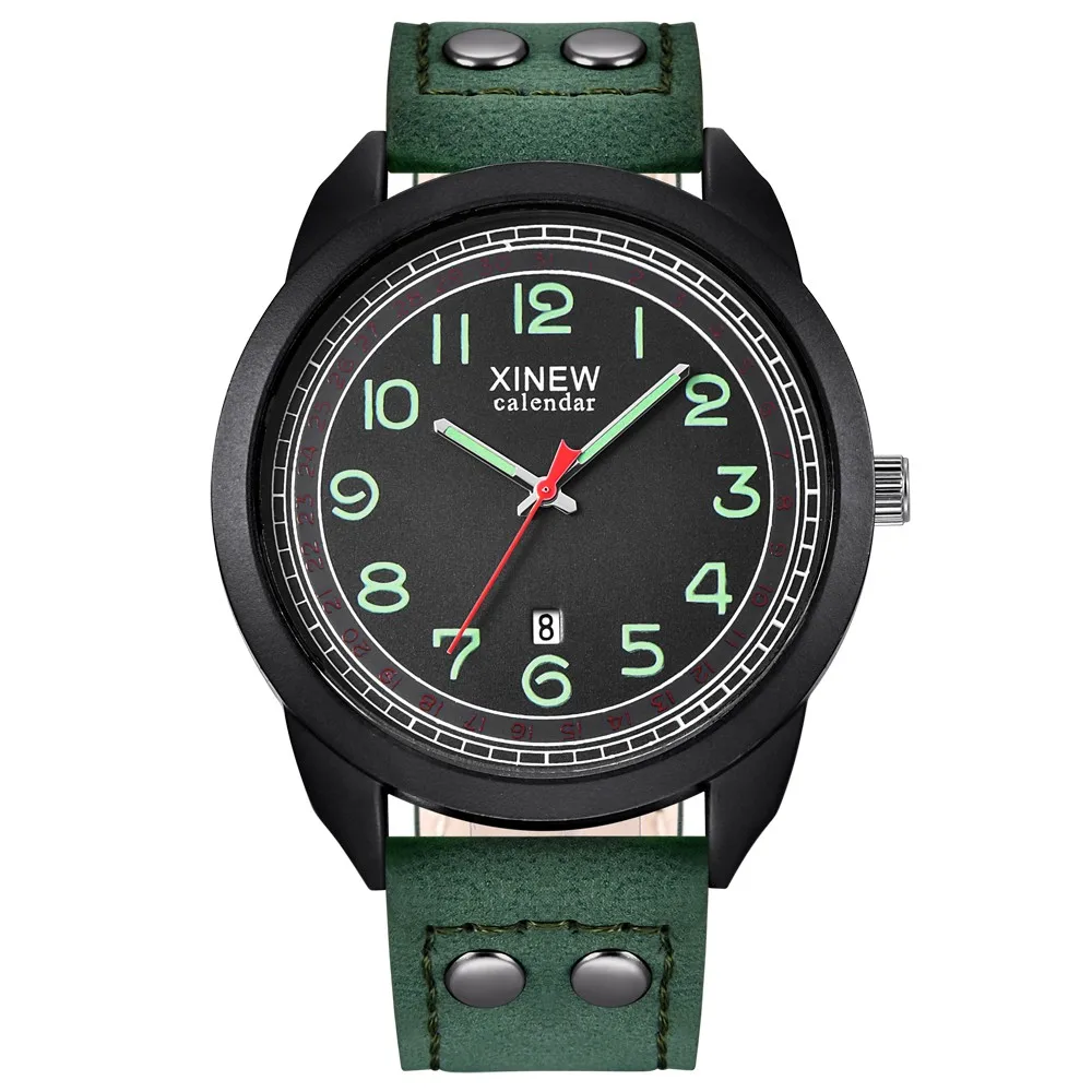 Casual Men's Sport Watches Masculino Fashion Luminous Quartz Watch Waterproof Leather Strap Band Relogio Masculino Reloj Hombre