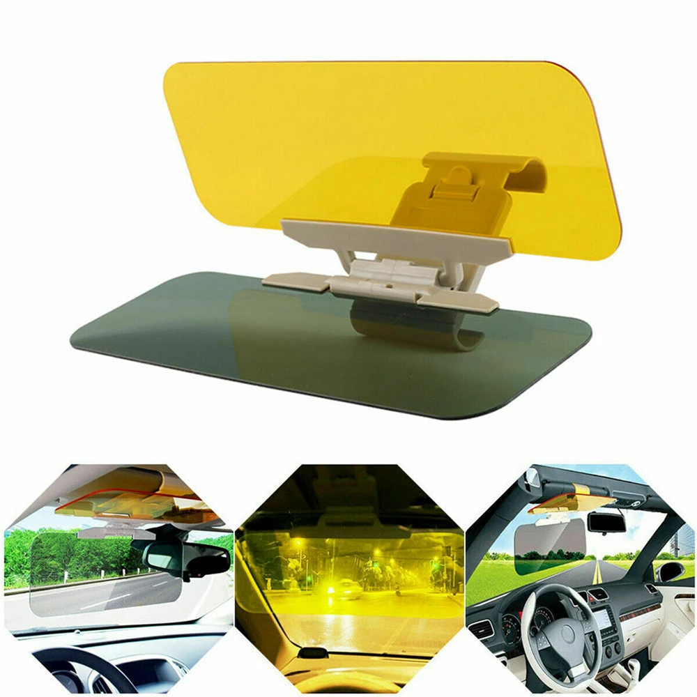 2 IN 1 Anti Glare Auto Sun Visor Day Night Driving HD Clip Sun