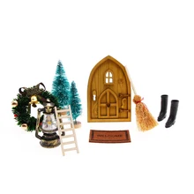 Ensemble d'accessoires pour maison de poupée 1:12, articles décoratifs miniatures de noël, porte d'arbre, balai, tapis, bottes, échelle, lampe, écharpe, chapeau