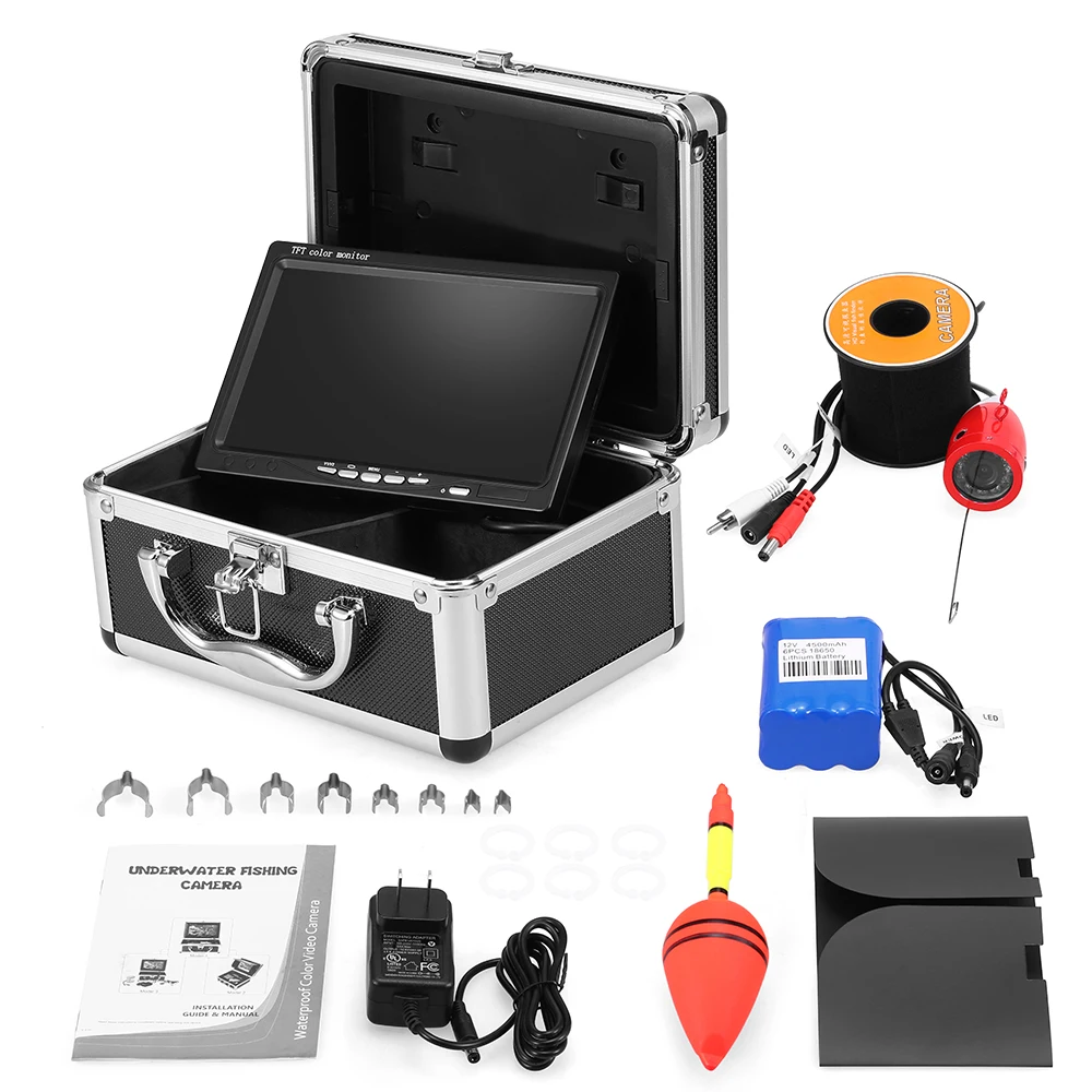 

7 inch LCD Monitor Portable Fish Finder Sonar 1000TVL Waterproof Underwater Fishing Camera 15m Cable for Ice Lake Boat Fishing