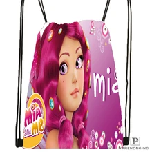 Изготовленная на заказ походная сумка на шнурке с изображением Миа и мультфильма «я», милый рюкзак для детей(черная спинка) 31x40 см#180531-01-49