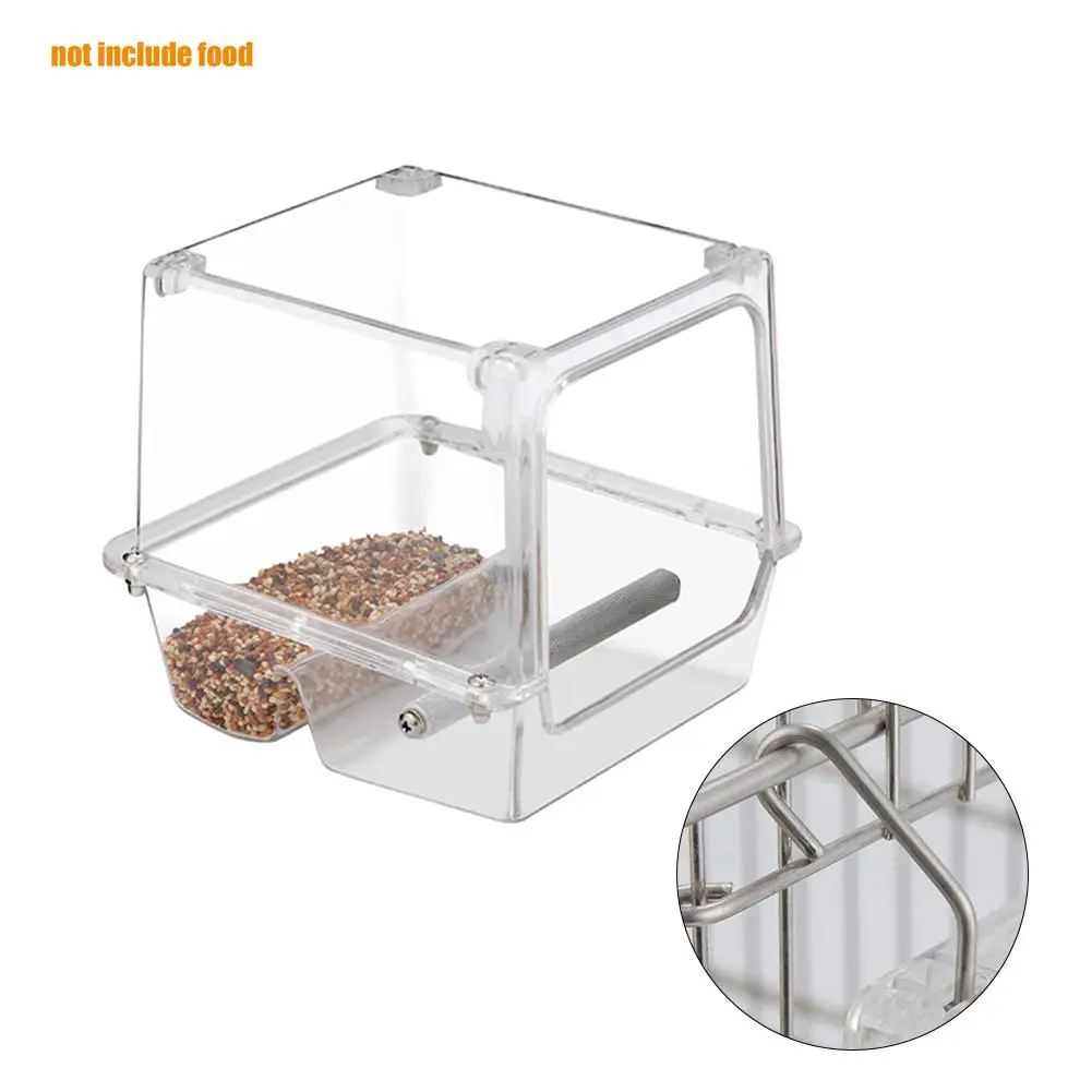 

Bird Feeder Parrot Automatic Feeder Drinker Acrylic Transparent Semicircle Feeding Hanging Parrot Cage Food Waterer Bowl
