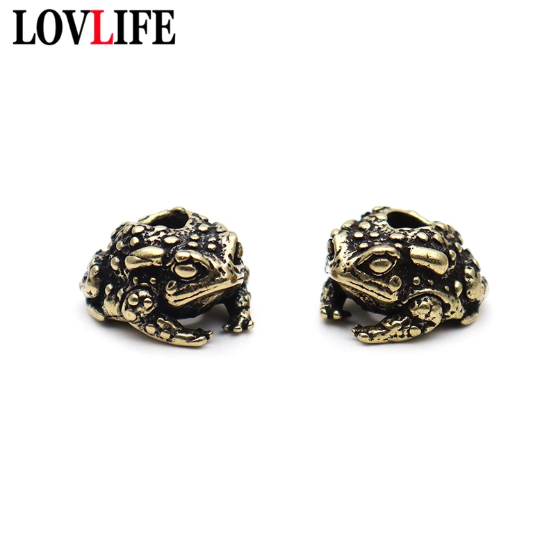 Retro Brass Frog Knife Beads DIY EDC Outdoor Tool Lanyard Hanging Jewelry Accessories Toad Umbrella Rope Keychain Pendants Gifts | Украшения