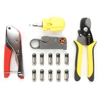 

14pcs Computer Network Repair Tool Kit LAN Anthropological Design Saves Time and Effort Cable Crimper Tester Wire Stripper