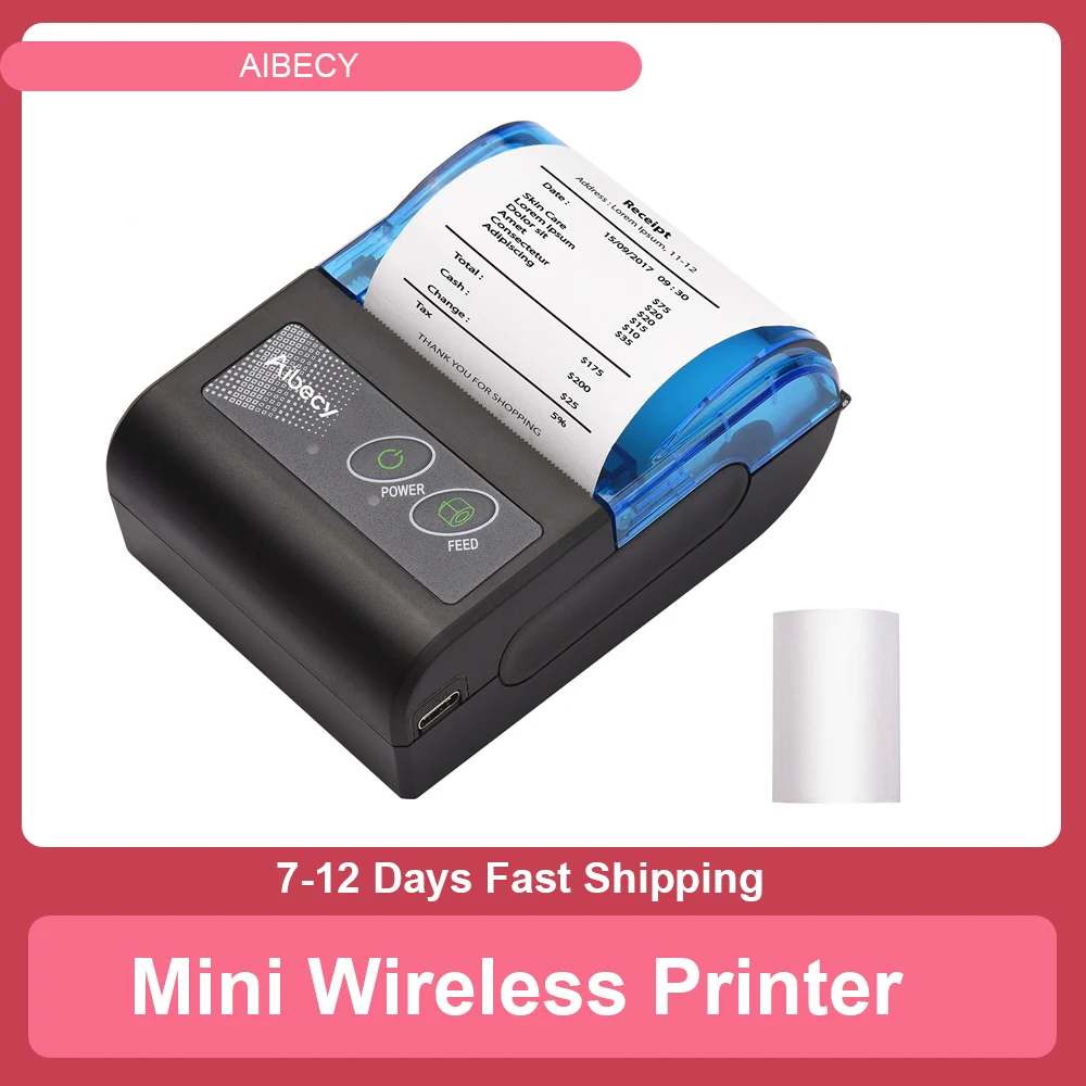 Mini impressora térmica portátil de 2 polegadas, impressora sem fio,  entrada usb, adiciona 58mm, compatível com ios e android,  janelas|Impressoras| - AliExpress