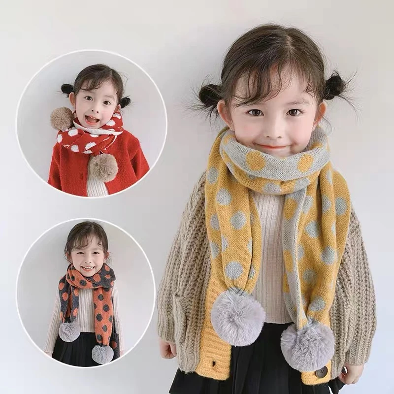 Bufanda de invierno con pompón para niños y niñas, bufanda cálida el cuello, Bola de Pelo, foulard echarpe, novedad|Bufandas de mujer| - AliExpress