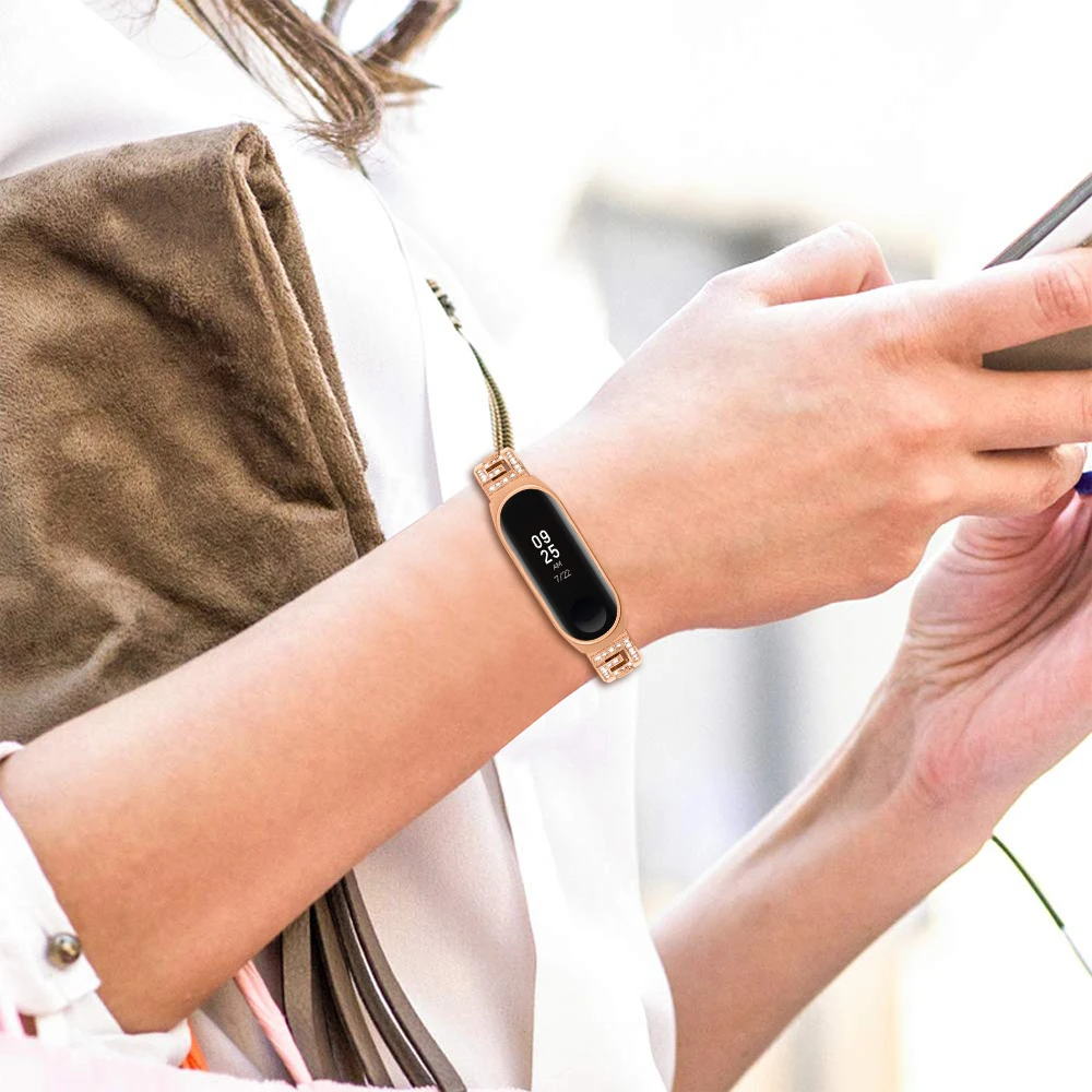 Ремешок для часов Xiaomi mi band 3 4 элегантный металлический сменный Браслет из