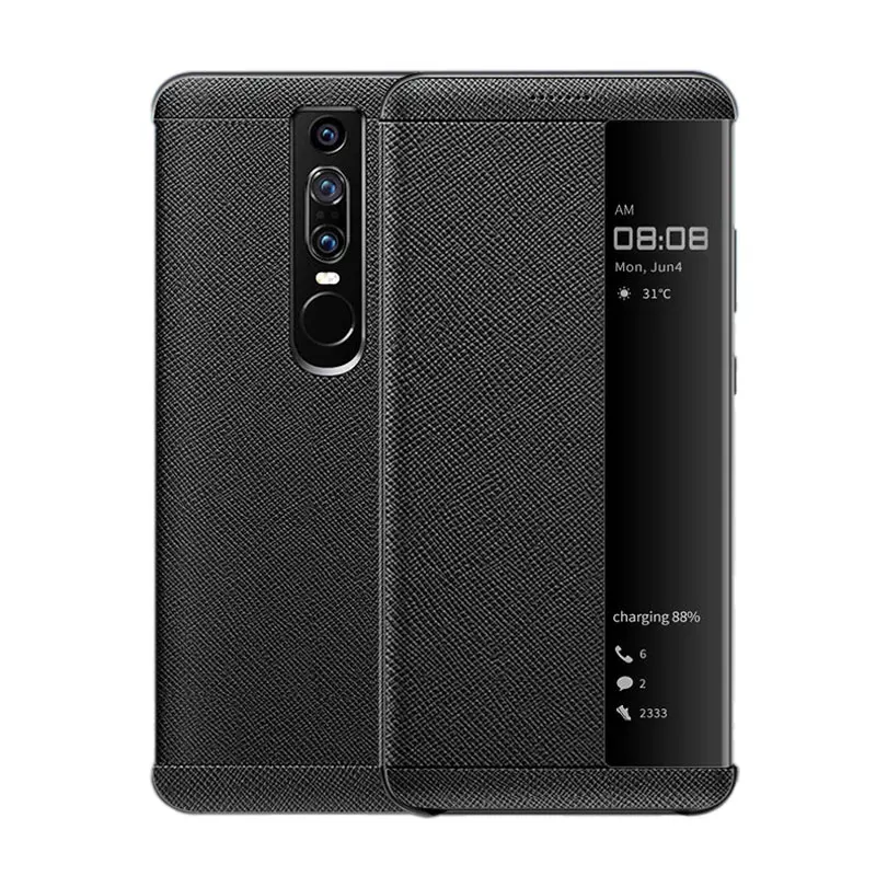 

For Porsche Design Huawei Mate RS Case Luxury Genuine Leather Cowhide Cover For Huawei Mate RS Case Smart Flip Bag View Window