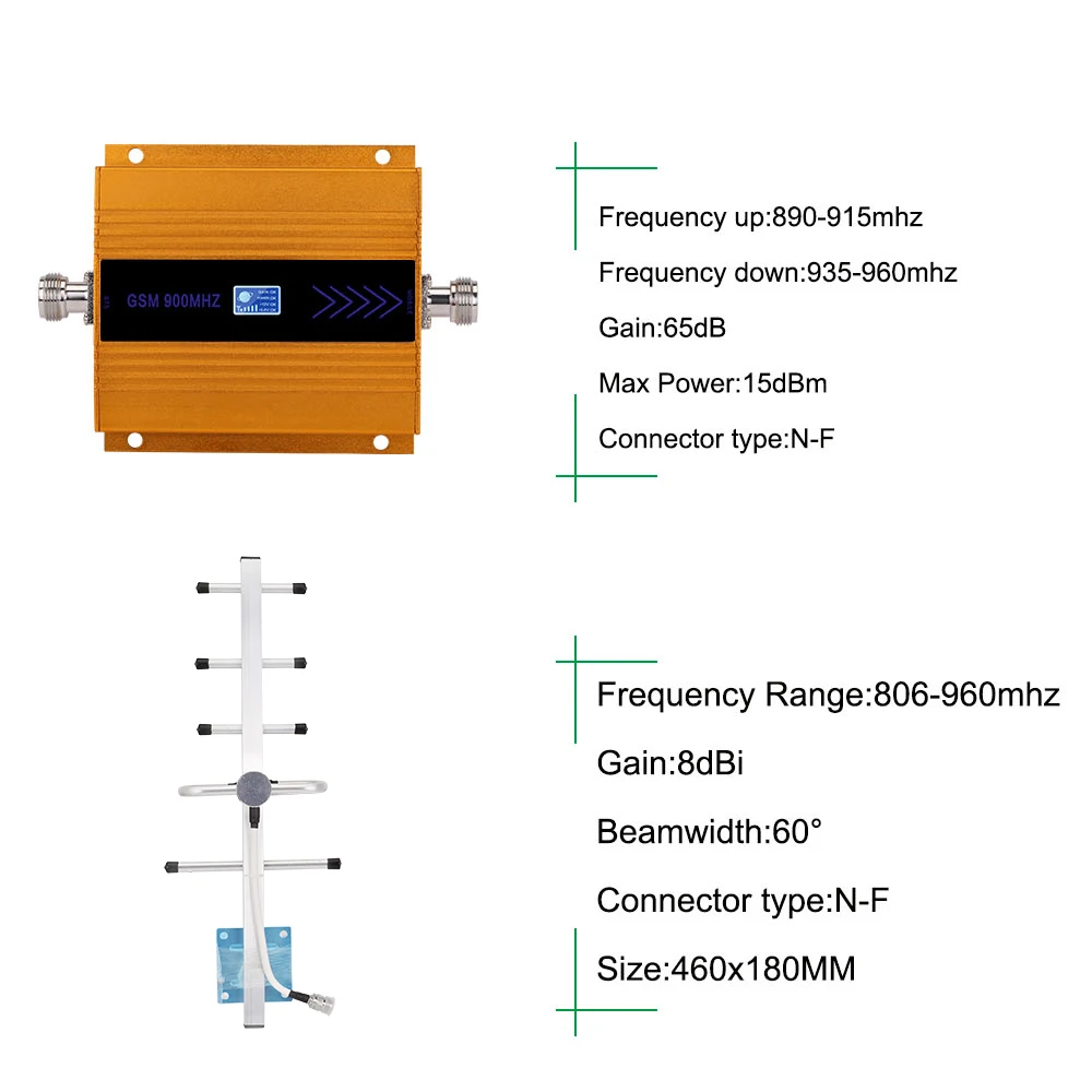 Walokcon Мини GSM повторитель 900 МГц мобильный телефон GSM 900 Усилитель сигнала Усилитель+ антенна Yagi+ кабель 10 м с ЖК-дисплеем