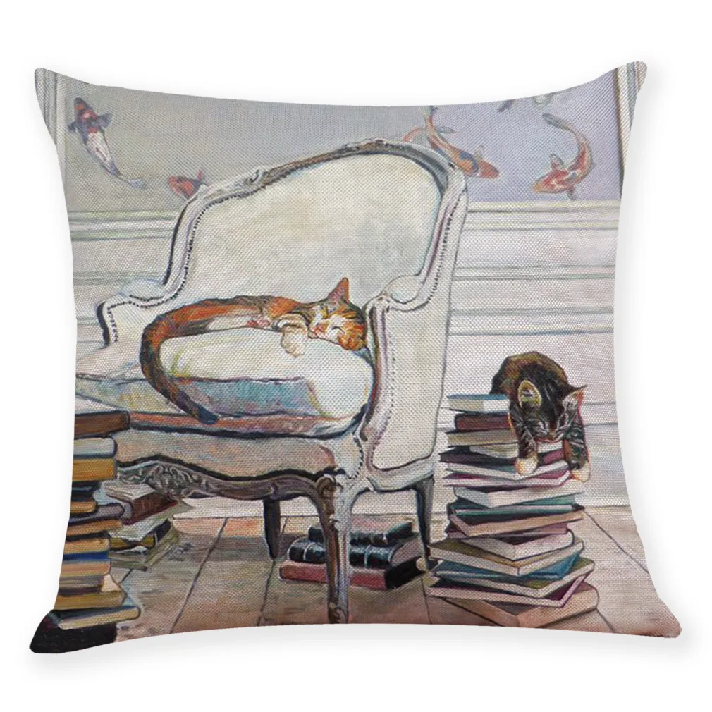 Multicolor С милым рисунком кота, книга из хлопка и льна квадратная Подушка Чехол кровать талии подушка чехол с рисунком кота из мультфильма, домашние декоративные лидер продаж; Новинка - Цвет: Multicolor