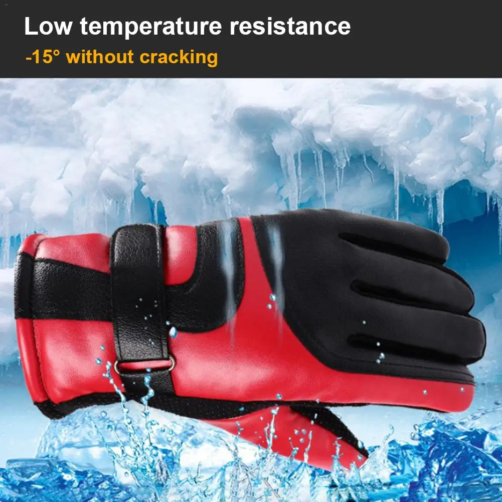Зимние черные кожаные перчатки с сенсорным экраном, теплые водонепроницаемые и ветронепроницаемые перчатки для езды на велосипеде на открытом воздухе