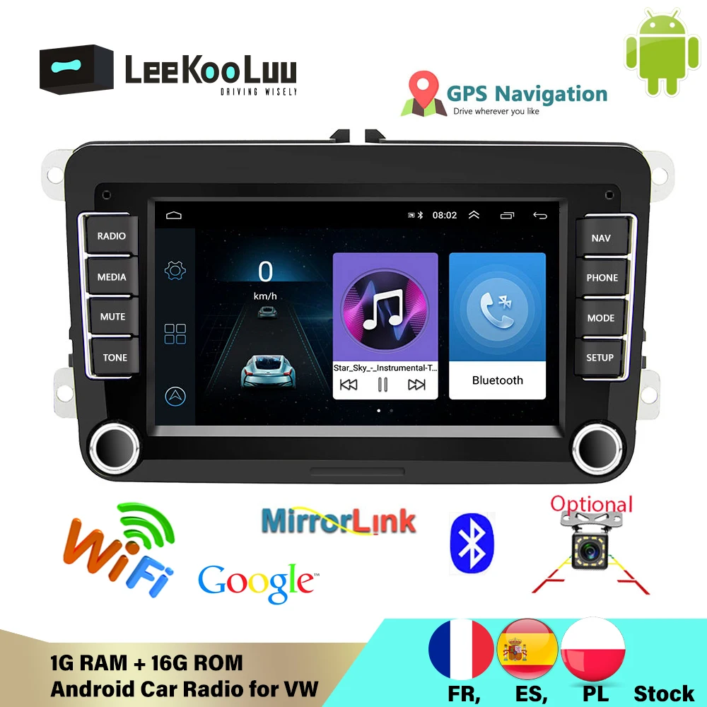 HOT Sale LeeKooLuu 2Din Android Car Radio 7" Auto Radio GPS Navigation for VW/Volkswagen/Golf/Polo/Jetta/Pas