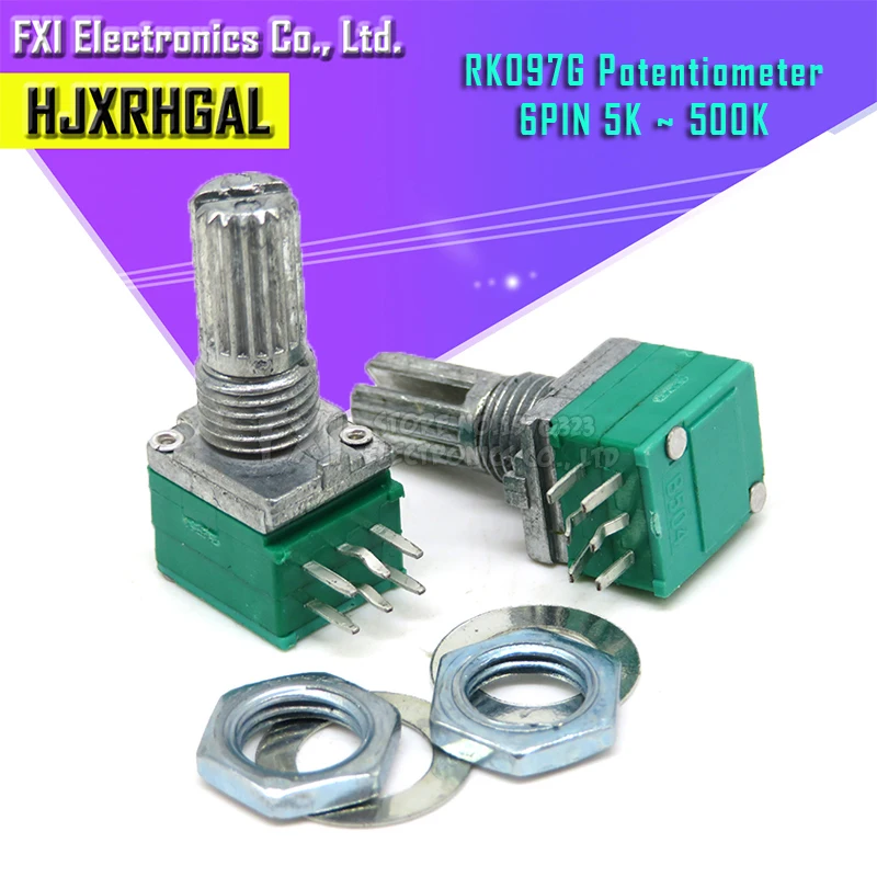 5 шт. RK097G к 10 20 50 100 500 B5K с переключателем аудио 6pin вал 15 мм усилитель потенциометра