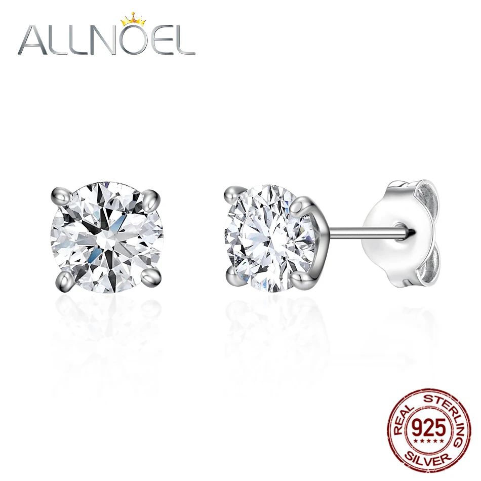 ALLNOEL, 925 пробы, серебряные серьги для женщин, 5А, белый цирконий, бриллианты, серьги-гвоздики, платина, для помолвки, свадьбы, хорошее ювелирное изделие