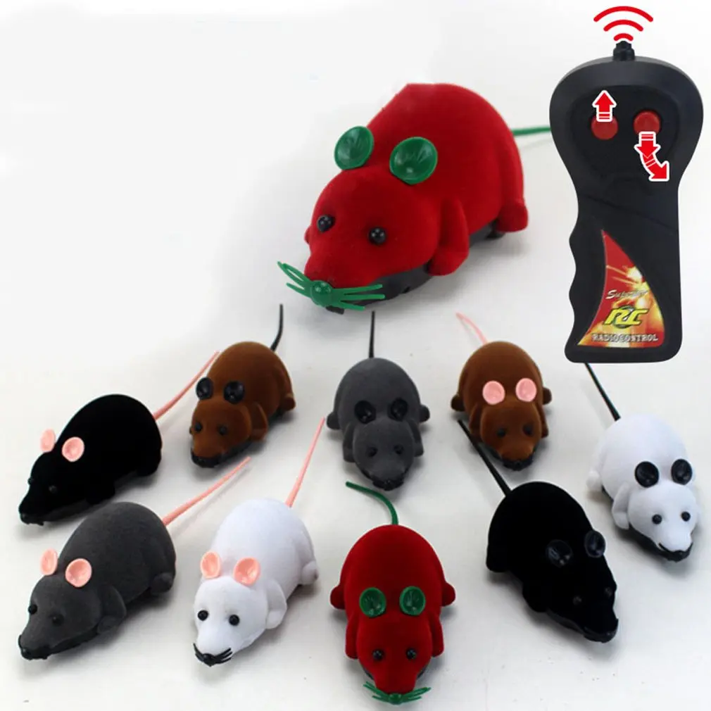 Pet Electric Toy Fluffy Mouse Toy Simulation Wireless Remote Control Mouse Electric Tricky Toy Flocking Mouse