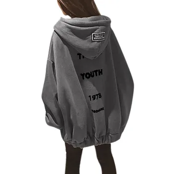 

толстовка Hoodies Sweatshirt Women's Loose Large Size Zipper Letter Print Thickening Plus sudadera mujer #YL10