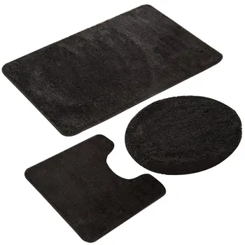 

Simple Design 3PCS/SET Modern Design Solid Bathroom Rug Set Bath Mat Contour Toilet Lid Cover for Home Bathroom
