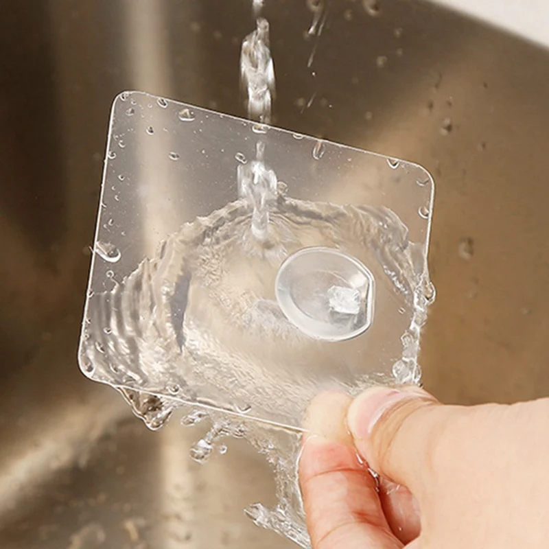 10/6PCS Hook Strong Transparent Suction Wall Sucker Hanger Waterproof Adhesive Heavy Load Rack Stainless Steel Hook Cabide