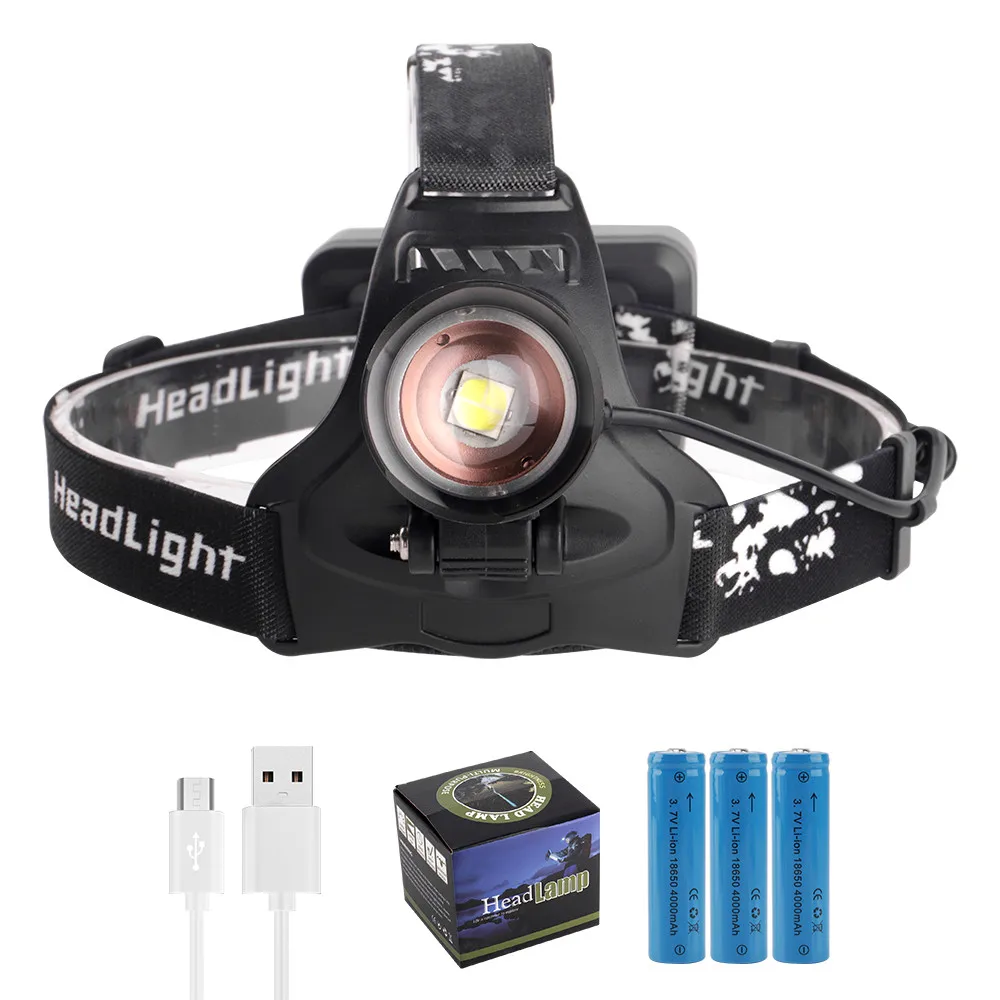 B BORUiT 2806 XPH50 светодиодный налобный фонарь, масштабируемый, 3 режима, налобный фонарь, зарядное устройство USB, 18650 аккумулятор, Головной фонарь, охотничий фонарик, внешний аккумулятор - Испускаемый цвет: B