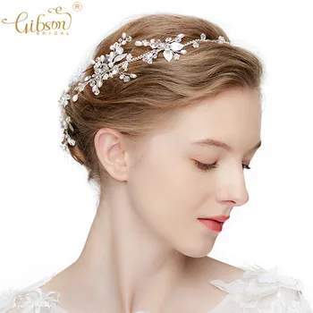 

Women Hair Band Crystal Pearl Headband Long Rhinestone Chain Bridal Hair Vine Wedding Victorian Headpiece