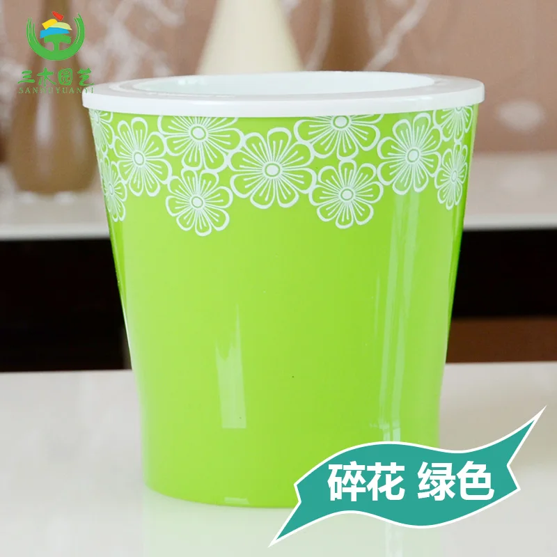 green lace Цветной цветочный горшок для растений домашний офисный Декор Круглый для украшения сада автоматический полив 6 цветов p006 - Цвет: green lace