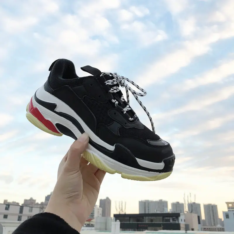 black Женские кроссовки; женские белые кроссовки; Chaussure Femme; Новинка; сезон весна; модная женская повседневная обувь; замшевая обувь на платформе - Цвет: black