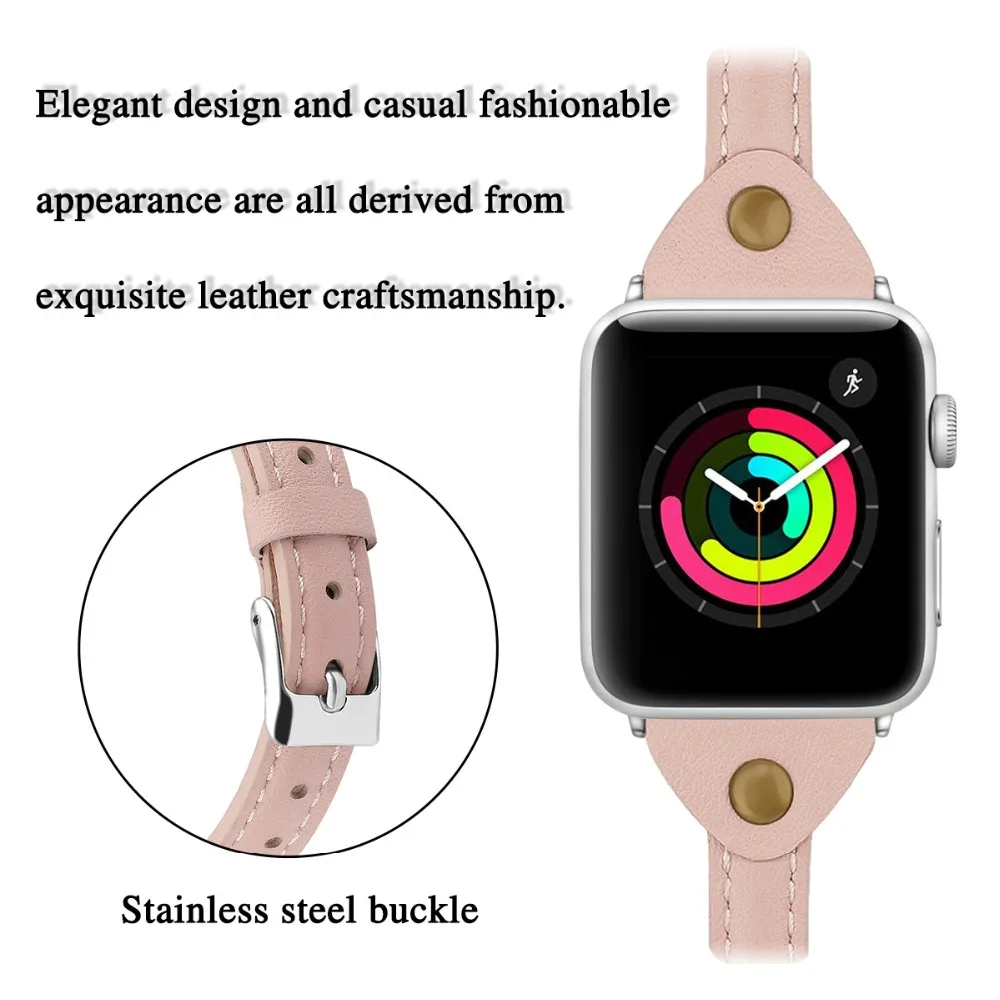 Ремешки для Apple Watch 38 мм 40 мм 4 44 мм кожаный браслет для Apple Watch ремешок 5 4 3 2 1 для iWatch серии 42 мм женские ремешки