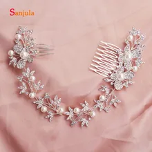 Серебрянный металлический головной убор с расческой жемчуг стразы свадебная прическа аксессуары женские головные уборы bijoux cheveux HA342