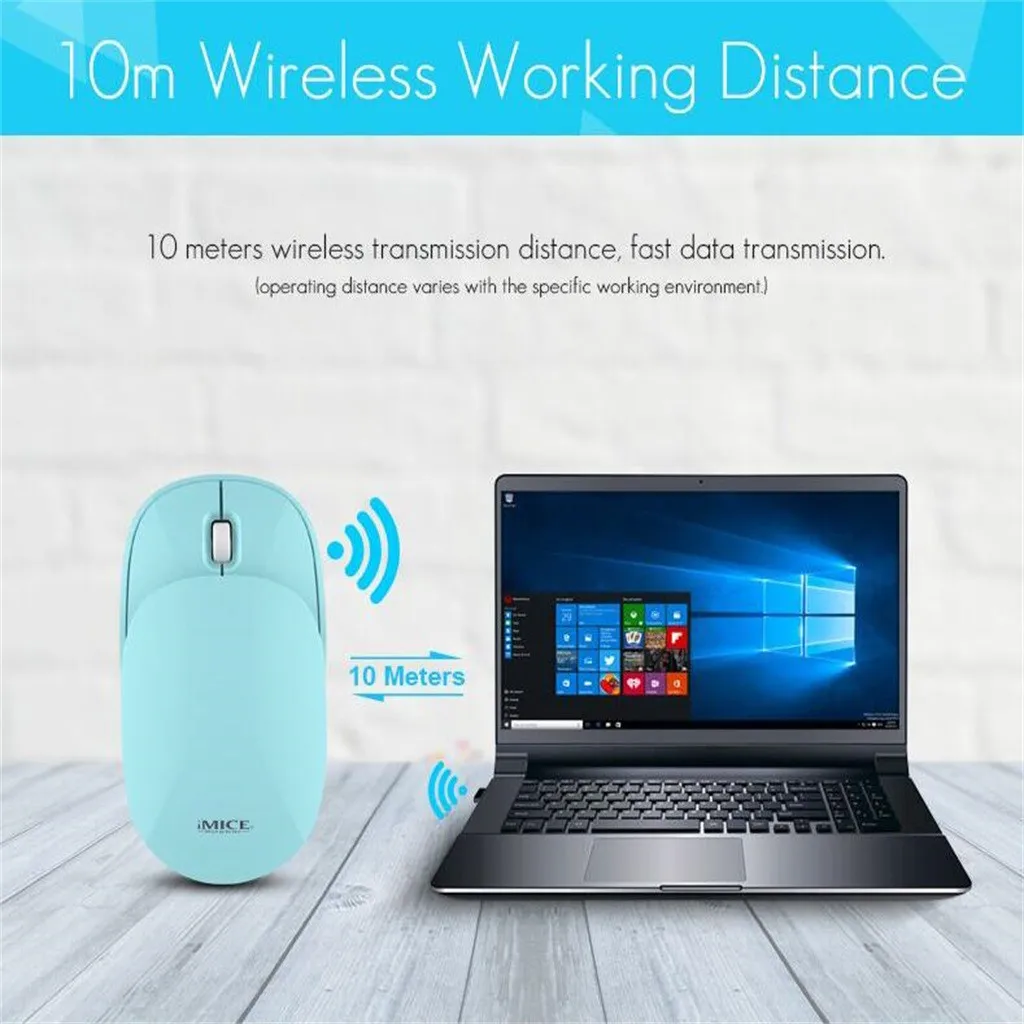 IMICE E-1100 Wireless Computer Mouse Computer Mouse 2.4G Wireless Slider Mute Mouse Portable Belt For Office Computer PC